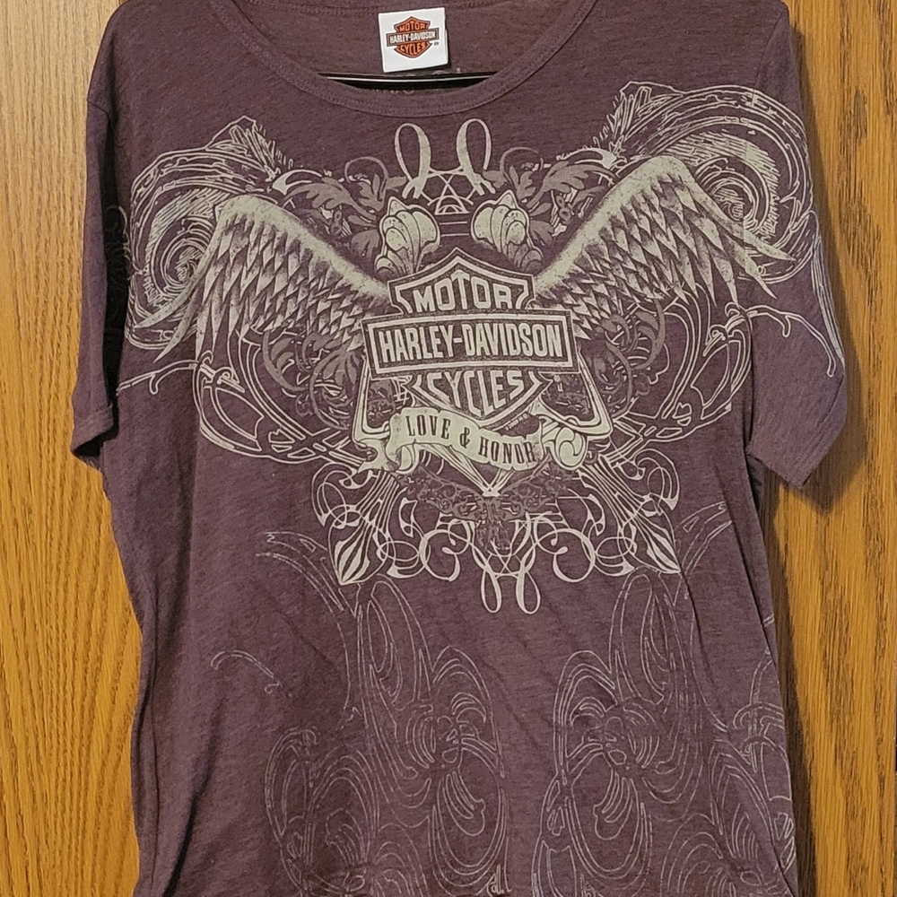 Harley-Davidson Purple Short Sleeve Tee with Vintage Eagle Design